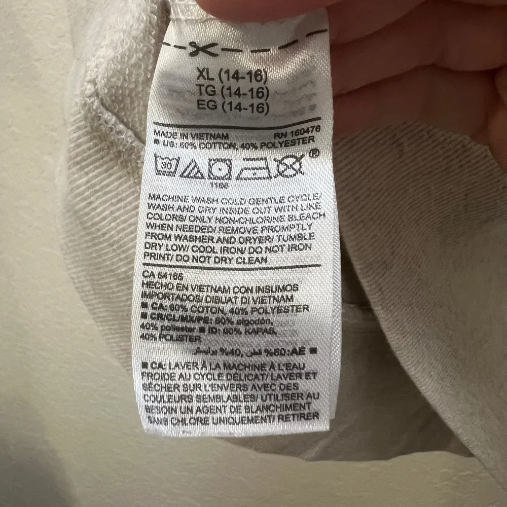Old Navy x PopSugar Kids Radiate Good Vibes Smiley Face Hoodie Oatmeal XL 14-16